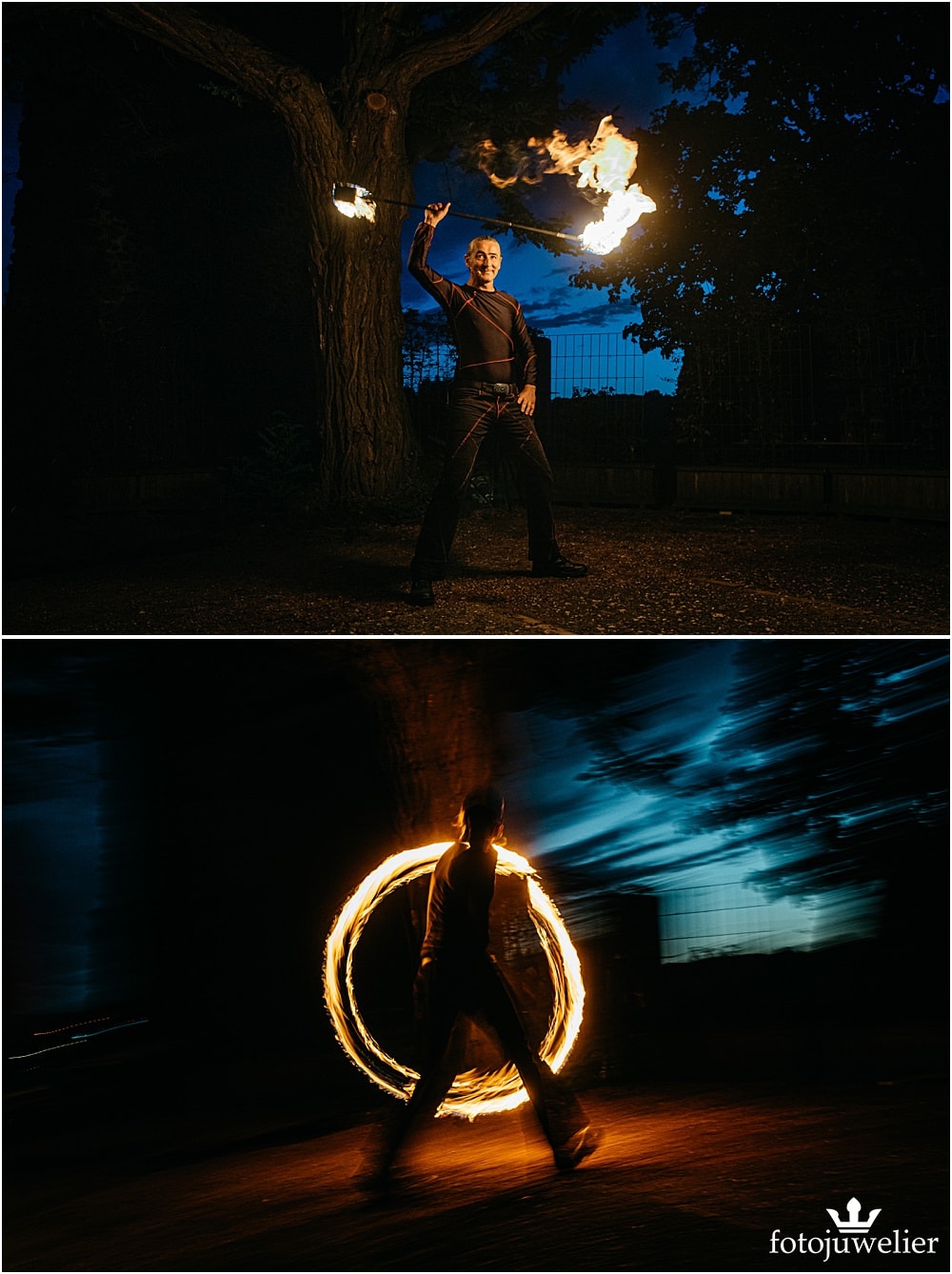 Eventfotos vom Eventfotograf - Feuershow "Der Lemmi" - Mann mit Fackelstab